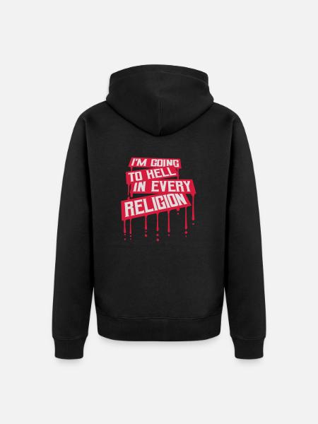 in going to hell - Unisex Premium Organic Zip Hoodie - black
