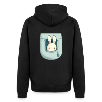 Kawaii Kaninchen! - Unisex Premium Bio Zip Hoodie - Schwarz - Hinten - Nico (187cm)