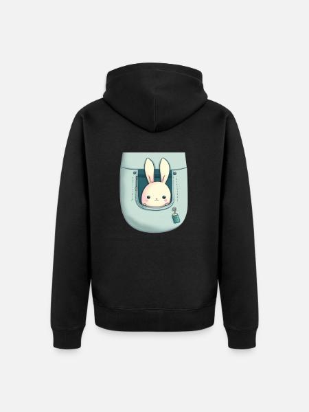 Kawaii rabbit! - Unisex Premium Organic Zip Hoodie - black