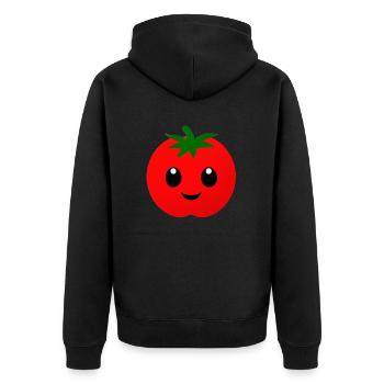 Tomaten Comic Tomate süß Cartoon 16 - Unisex Premium Bio Zip Hoodie - Schwarz - Hinten - Nico (187cm)