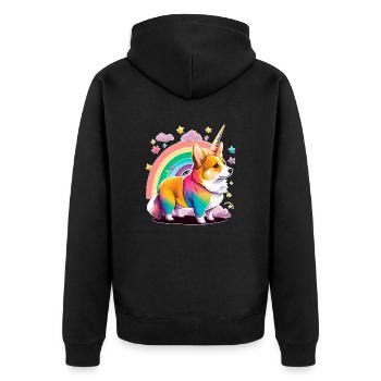 Licorne Corgi - Veste à capuche bio Premium Unisexe - noir - Dos - Nico (187cm)