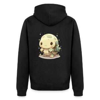 Mouka la petite tortue - Veste à capuche bio Premium Unisexe - noir - Dos - Nico (187cm)