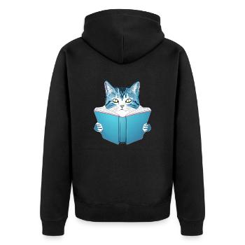Books Cat Cat Reading Kitten Book Domestic Cat - Unisex Premium Organic Zip Hoodie - black - Back - Nico (187cm)