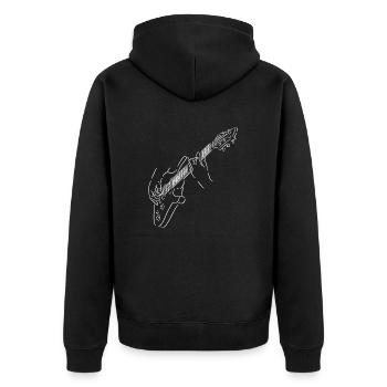 White silhouette of a guitarist. Electric guitar. - Unisex Premium Organic Zip Hoodie - black - Back - Nico (187cm)