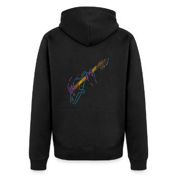 Rainbow guitariste coloré. Guitare électrique. - Veste à capuche bio Premium Unisexe - noir - Dos - Nico (187cm)