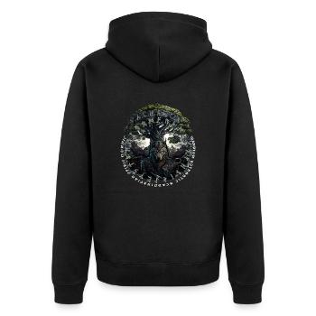 Wikinger Valhalla Wolf Odins - Unisex Premium Bio Zip Hoodie - Schwarz - Hinten - Nico (187cm)