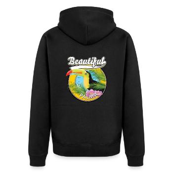 Magnifique logo de voyage Palma Toucan - Veste à capuche bio Premium Unisexe - noir - Dos - Nico (187cm)