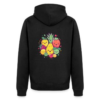 Pineapple and its band Kawaii - Unisex Premium Organic Zip Hoodie - black - Back - Nico (187cm)