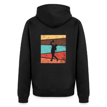 Handball Retro Sport Vintage Hobby - Unisex Premium Bio Zip Hoodie - Schwarz - Hinten - Nico (187cm)