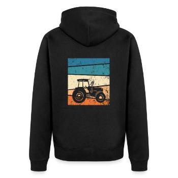 Tractor Retro Farmer - Unisex Premium Organic Zip Hoodie - black - Back - Nico (187cm)
