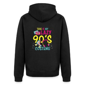 90er - Unisex Premium Bio Zip Hoodie - Schwarz - Hinten - Nico (187cm)