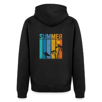 Summer Vibes Surfer - Unisex Premium Bio Zip Hoodie - Schwarz - Hinten - Nico (187cm)