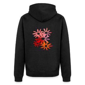 Bunte Blumen - Unisex Premium Bio Zip Hoodie - Schwarz - Hinten - Nico (187cm)