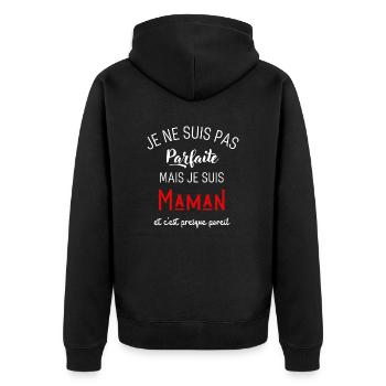 Pas parfaite mais maman - Veste à capuche bio Premium Unisexe - noir - Dos - Nico (187cm)