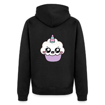 EINHORN CUPCAKE - Unisex Premium Bio Zip Hoodie - Schwarz - Hinten - Nico (187cm)