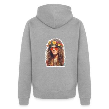 Hippie - Veste à capuche bio Premium Unisexe - gris chiné - Dos - Nico (187cm)