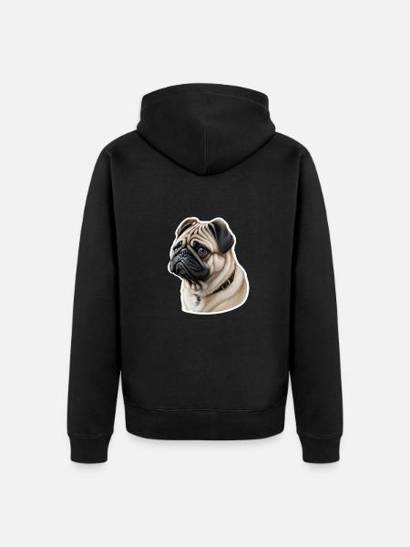 Pug - Unisex Premium Organic Zip Hoodie - black