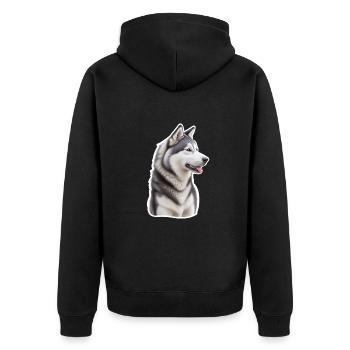 Husky - Unisex Premium Organic Zip Hoodie - black - Back - Nico (187cm)