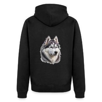 Husky - Unisex Premium Organic Zip Hoodie - black - Back - Nico (187cm)
