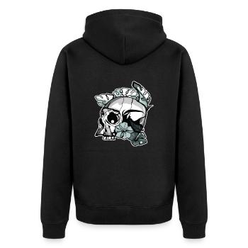 Floral Skull - Unisex Premium Organic Zip Hoodie - black - Back - Nico (187cm)