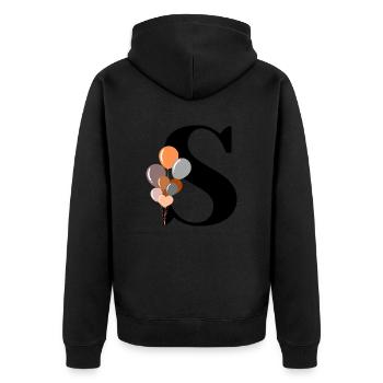 Brief s Geburtstagsballon - Unisex Premium Bio Zip Hoodie - Schwarz - Hinten - Nico (187cm)