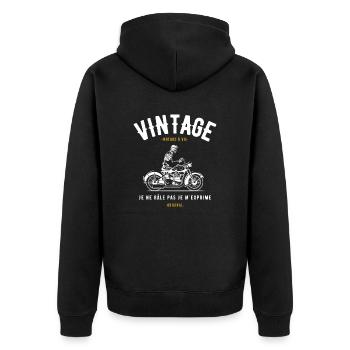 moto vintage - Veste à capuche bio Premium Unisexe - noir - Dos - Nico (187cm)