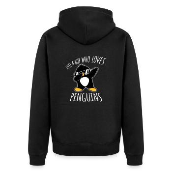 Just A Boy Who Loves Penguins Dabbing Pinguin Dab - Unisex Premium Bio Zip Hoodie - Schwarz - Hinten - Nico (187cm)