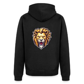 Lion's Head - Unisex Premium Organic Zip Hoodie - black - Back - Nico (187cm)