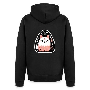 Chaton en attente de Noël - Veste à capuche bio Premium Unisexe - noir - Dos - Nico (187cm)