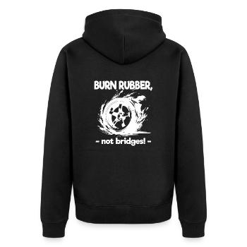 Burn Rubber Burnout Auto Tuning Car Drifting Drift - Unisex Premium Bio Zip Hoodie - Schwarz - Hinten - Nico (187cm)