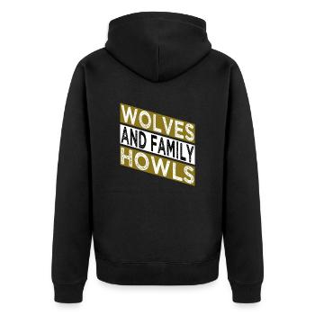 traditions familiales dictons drôles loups gris - Veste à capuche bio Premium Unisexe - noir - Dos - Nico (187cm)