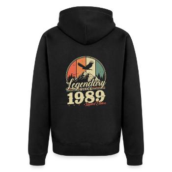 Legendary Since 1989 Vintage Birthday Gift - Unisex Premium Organic Zip Hoodie - black - Back - Nico (187cm)