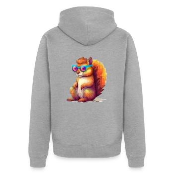 Pixulo the Squirrel - Unisex Premium Organic Zip Hoodie - heather grey - Back - Nico (187cm)