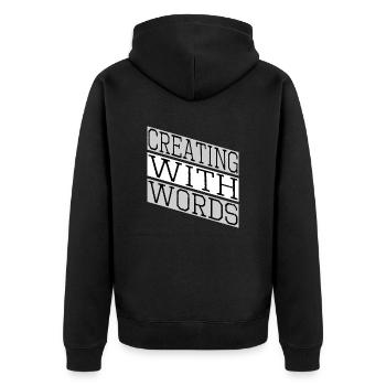 creative thinking self-publishing - Unisex Premium Bio Zip Hoodie - Schwarz - Hinten - Nico (187cm)