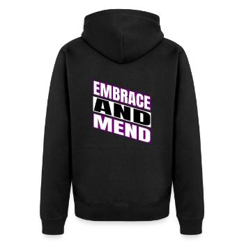 awesome providing support happy funny quote - Unisex Premium Organic Zip Hoodie - black - Back - Nico (187cm)