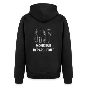 Monsieur répare tout bricoleur bricolage - Veste à capuche bio Premium Unisexe - noir - Dos - Nico (187cm)