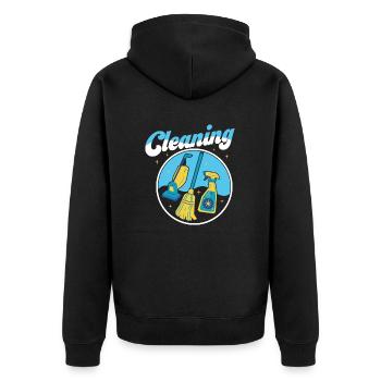 Cleaning Cleaner Housewife Housekeeping - Unisex Premium Bio Zip Hoodie - Schwarz - Hinten - Nico (187cm)