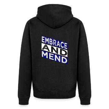funny sayings helping hand joke support system - Unisex Premium Organic Zip Hoodie - black - Back - Nico (187cm)