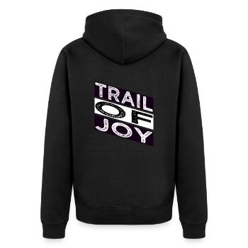 mountain biking gear funny sayings - Unisex Premium Bio Zip Hoodie - Schwarz - Hinten - Nico (187cm)