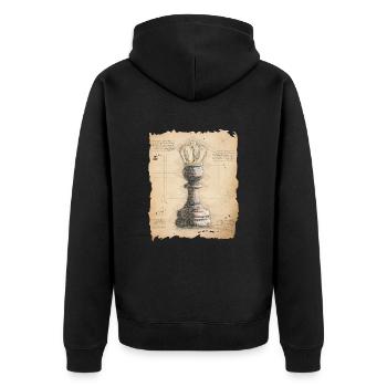Schach König / Königin. Altmodischer vintage Stil. - Unisex Premium Bio Zip Hoodie - Schwarz - Hinten - Nico (187cm)