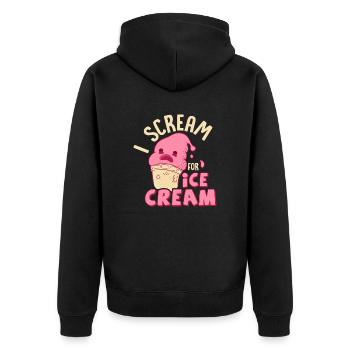 I Scream For Ice Cream Cone Scoop Summer - Unisex Premium Bio Zip Hoodie - Schwarz - Hinten - Nico (187cm)