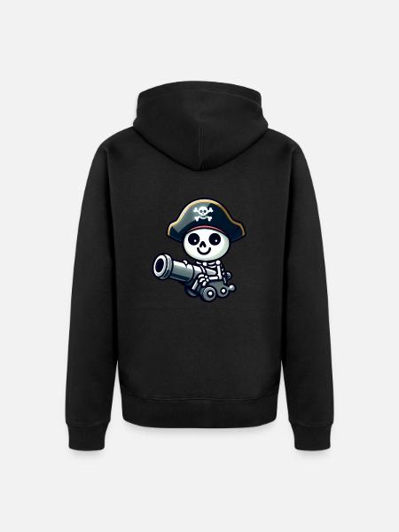 Pirate Skull - Skeleton Treasure - Unisex Premium Organic Zip Hoodie - black