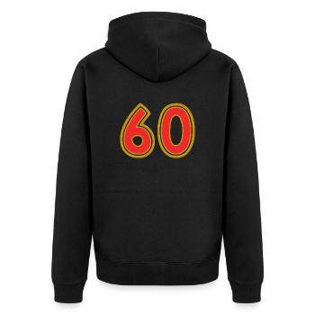 60. 60 YEARS. 60th ANNIVERSARY. 60TH BIRTHDAY. - Unisex Premium Organic Zip Hoodie - black - Back - Nico (187cm)