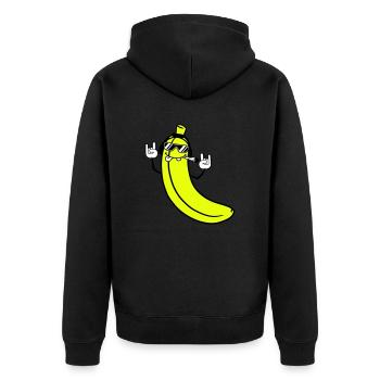 Lustige DJ Banane Obst Sonnenbrille Party Musik - Unisex Premium Bio Zip Hoodie - Schwarz - Hinten - Nico (187cm)