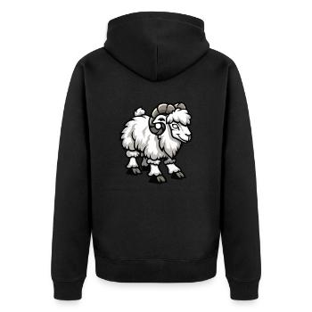 Schaf Steinbock - Unisex Premium Bio Zip Hoodie - Schwarz - Hinten - Nico (187cm)