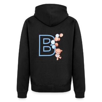 Lettre b bleue ours - Veste à capuche bio Premium Unisexe - noir - Dos - Nico (187cm)