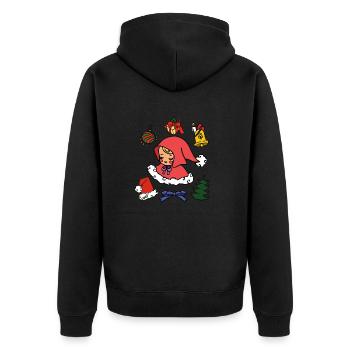 süßes Weihnachtsbild mit Christkind, Tannenbaum - Unisex Premium Bio Zip Hoodie - Schwarz - Hinten - Nico (187cm)