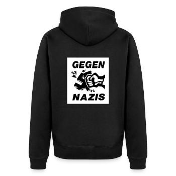 Contre les lettres noires nazies - Veste à capuche bio Premium Unisexe - noir - Dos - Nico (187cm)