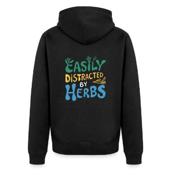 Herb lover: Easily distracted - Unisex Premium Organic Zip Hoodie - black - Back - Nico (187cm)
