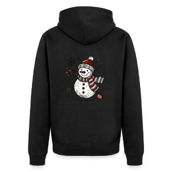 Sketchy Snowman - Unisex Premium Bio Zip Hoodie - Schwarz - Hinten - Nico (187cm)